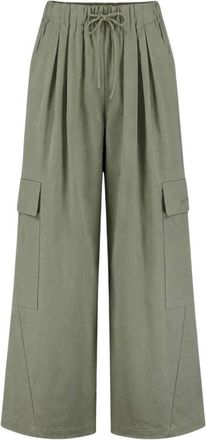 Harper & Yve Lenne Wijde Broek - Dames - Broeken - Groen - Maat: L Katoen