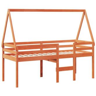 vidaXL Cama Alta Con Techo Madera Maciza De Pino Marr&oacute;n Cera 80x200 Cm Vidaxl