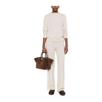 Soft Goat Klassieke Ronde Hals Trui - Dames - Truien - Beige - Maat: M Wol
