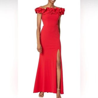 Xscape Off The Shoulder Ruffle Dress In Red