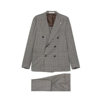 Tagliatore Double Breasted Suits, male, Gray, Size: M Double-breasted Wool Suit