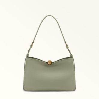 Furla Sfera Soft Shoulder Bag M Agave B Green Verona Calf Leather Woman