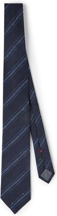 Brunello Cucinelli Silk and cotton tie in Navy Blue at Nordstrom