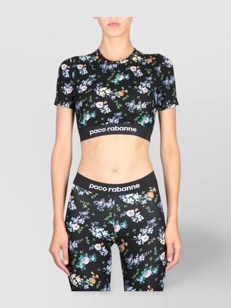 Paco Rabanne cropped floral print stretch top