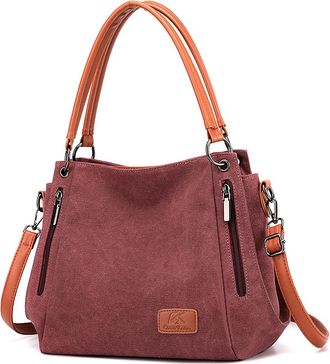 Nicole & Doris Shoulder Bag for Women Large Canvas Tote Bag Fashion Hobo Bags Simple Handbags for Ladies in Work,Shool,Daily Purple coffee