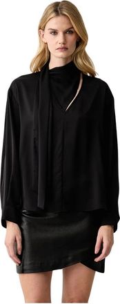 Pinko Pinko - Satijnen blouse - Dames - Blouses & Shirts - Zwart - Maat: L Satijn