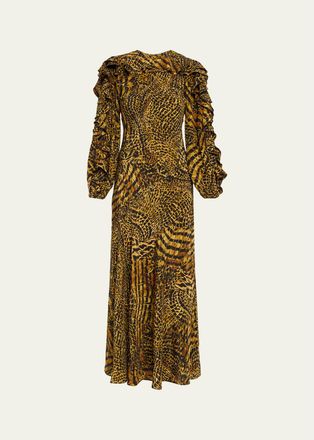 Ulla Johnson Sabrina Long-Sleeve Silk Maxi Dress