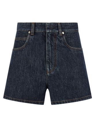 Fendi Blue Cotton Bermuda Womens Shorts
