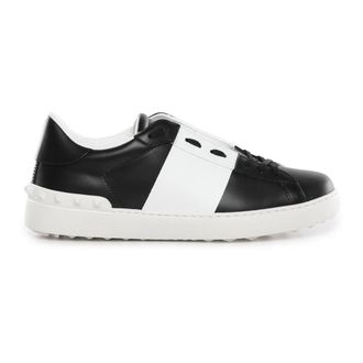 Valentino Garavani Sneakers, male, Black, Size: 10 1/2 US Calfskin Open Sneaker