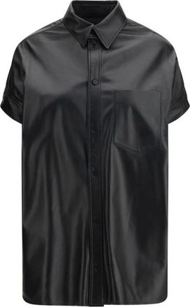 Balenciaga Overhemd met Ingelegde Mouwen - Dames - Overhemden - Zwart - 2XS - Leer - Overhemden