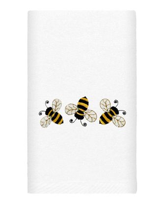 Linum Home Textiles Bee Dance Embroidered Luxury 100% Turkish Cotton Hand Towel