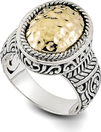 Samuel B. Hammered Oval Ring in Silver And Gold at Nordstrom Rack, Size 7