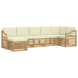 vidaXL Conjunto De Sof&aacute;s De Exterior 7 Pcs Blanco Y Crema Vidaxl