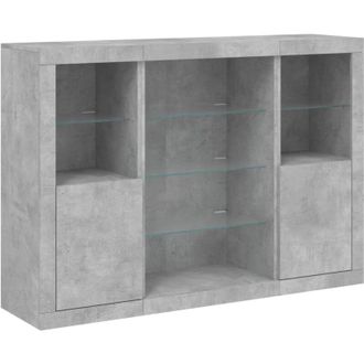 vidaXL Vidaxl - Sideboards with led Lights 3 pcs Concrete Grey Engineered Wood