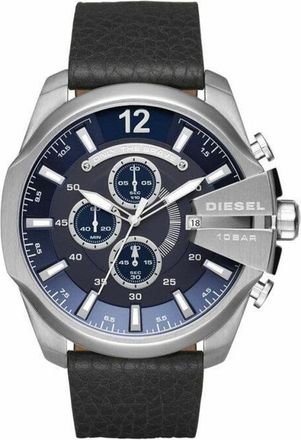 Diesel Accessoires, Heren, Grijs, ONE Size, Leer, Dz 4423 Mega Chief Horloge