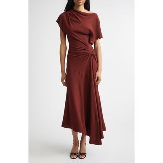 A.L.C. Dena Ruched Off the Shoulder Gown in Black Cherry at Nordstrom, Size 12