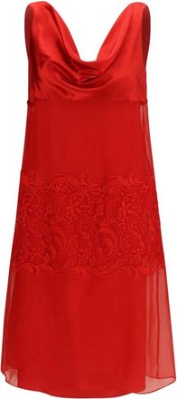 Ferragamo Vestido de Encaje Drapeado - Dresses - Mujer - Rojo - XS