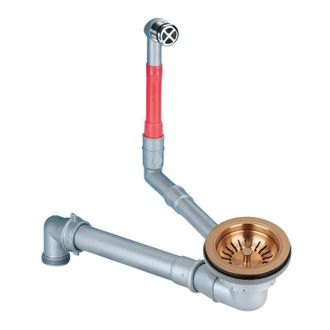 Lira Bronce Satinado, Desag&uuml;e De Fregadero Ahorrador De Espacio Con Rebosadero, Di&aacute;metro 90 Mm