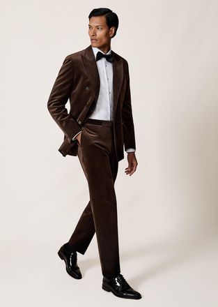 Reiss Chocolate Brown Royale Velvet Slim-fit Suitrousers, 34