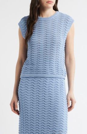 Bernardo Wave Pointelle Knit Tank in Blue Heron at Nordstrom, Size X-Small
