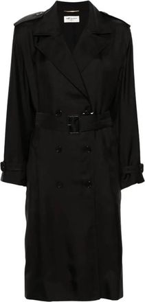 Saint Laurent Silk Trench Coat, Brand Size 40 ( US Size 8 )