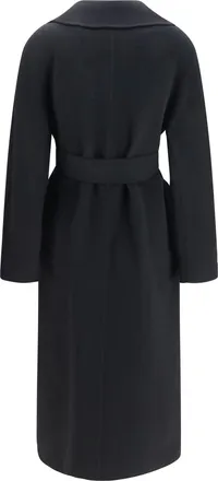 Max Mara Womens Long Robe Coat Wool, Cashmere And Silk Nero