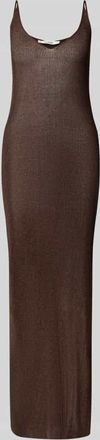 Gestuz Slim Fit Midikleid aus Viskose-Mix Modell Silvi in Dunkelbraun Melange, Gr&ouml;&szlig;e XS