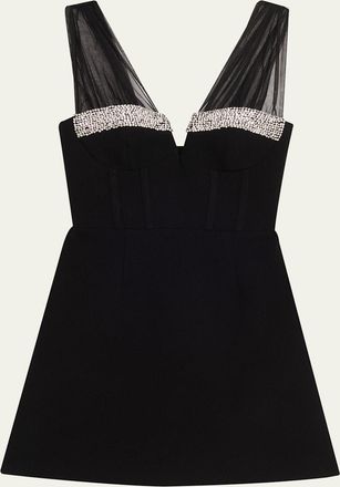 Rebecca Vallance Astros Crystal-Trim Crepe Mini Dress