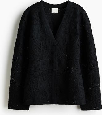 H&M Cardigan im H&auml;kellook - Schwarz