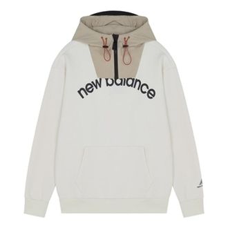 New Balance Logo Print Classic Hoodie Asia Sizing White Beige AMT13394-IV