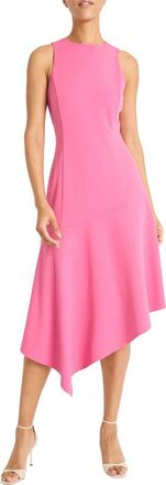 Maggy London Asymmetric Hem Fit & Flare Midi Dress in Rose at Nordstrom Rack, Size 12