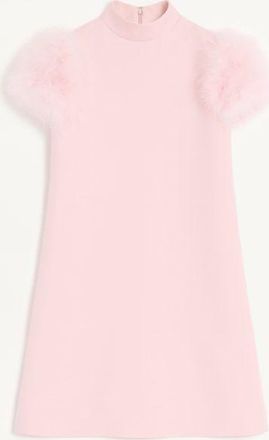 Valentino Short Crepe Couture Dress with Feathers Woman ROSE 38