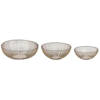 Beliani Beliani - Conjunto De 3 Cuencos De Metal Dorado Dise&ntilde;o Calado Accesorio Decorativo Garut