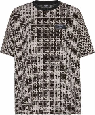 Balmain Monogram jacquard T-shirt - Heren - T-shirts - Zwart - M - Katoen - Tops