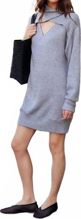 Fifteen Twenty Claylee Cutout Turtleneck Mini Sweater Dress In Gray