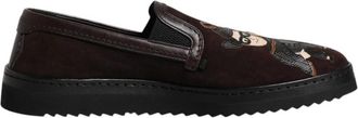 Dolce & Gabbana Bruine Katoenen Mocassin Loafers met Logo - Heren - Loafers - Bruin - 41 1/2 EU - Katoen - Schoenen