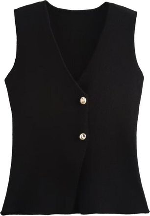 Generic Knitted Waistcoats for Women Gilet for Womens Solid Color Ladies Gilets and Bodywarmers Vest Tops Button Down V-Neck Sleeveless Cardigans Lightweight 