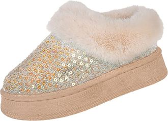 Generic Women Memory Foam Bootie Slippers Warm Boots with Fuzzy Plush Lined Winter Non Slip House Shoes for Indoor Outdoor Cold Weather Boots Men Hike Footwea