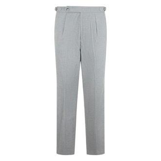 HUGO BOSS Pantalon met patroon en toelopende pasvorm - Heren - Broeken - Grijs - Maat: L Katoen