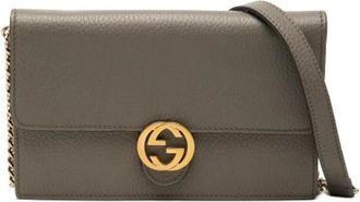 Gucci Pre-owned Interlocking G Dollar Wallet on Chain - Dames - Vintage Schoudertas - Bruin - ONE Size - Leer - Vintage