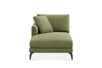 Castlery Lena Left Chaise Sofa Customized, (Washed Chenille) Moss (Matte Black Legs), Machine Washable, Removable Covers for Sofas, Castlery