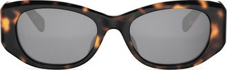 Celine 3 Dots 54mm Oval Sunglasses in Dark Havana /Smoke at Nordstrom