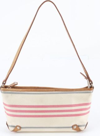 Burberry Multi-Color Leather Canvas Handbag Shoulder Bag Tote Bag (Pre-Owned)