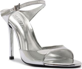 Schutz Lyra Ankle Strap Sandal in Silver at Nordstrom, Size 5.5