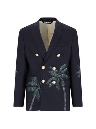 Palm Angels Double-Breasted Blazer - Blue