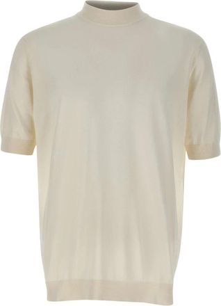 FILIPPO DE LAURENTIIS Korte mock neck - Heren - Coltruien - Wit - 2XL - Katoen - Truien & Vesten