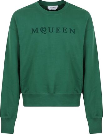 Alexander McQueen Hoodies & sweatvesten, Heren, Groen, L, Logo Print Sweatshirt