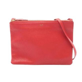 Celine Pre-owned Cross Body Bags, female, Red, Size: ONE SIZE Pre-owned Trio Large Leather Shoulder Bag