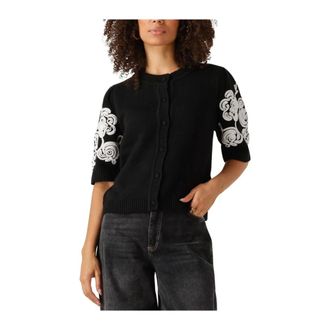 Object Object, Truien & Vesten, Dames, Zwart, XS, Zwarte Gebreide Vest voor Vrouwen