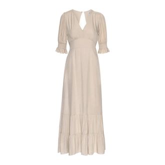 Americandreams Koko Dress Long Open Back - Dames - Casual kleedjes - Beige - M - Kleedjes